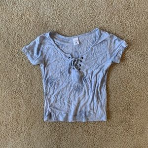 Blue and tye dye crop top